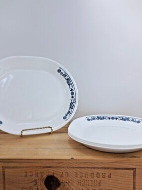 Corning Corelle OLD TOWN BLUE Onion 12"  x 10" Oval Serving Platters -Set of 4